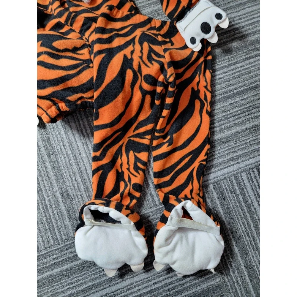 Old Navy Kids 4T/5T Tiger Halloween Costume Orange Black Fleece Hooded One Piece